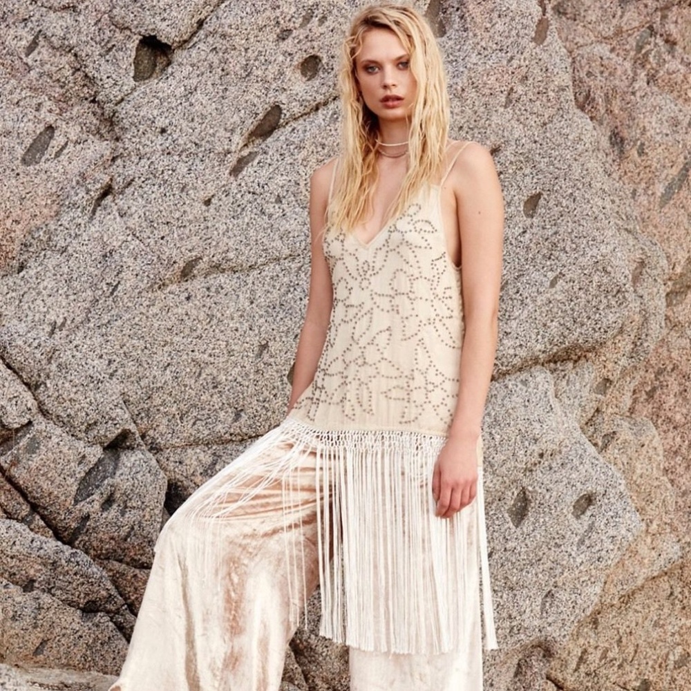 FREE PEOPLE Flapper Fringe Tunic Top Dress S NWT